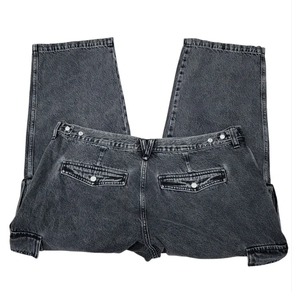 Madewell Low-Slung Straight Cargo Jeans Faded Black Baggy Slouchy Women’s W33P - Picture 11 of 17